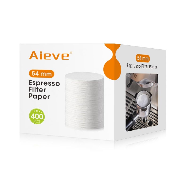 Aieve Espresso Paper Filter Compatible with Breville Barista Coffee Maker 54 mm Portafilter Paper Filter Puck Screen Espresso Accessories 400 Pcs