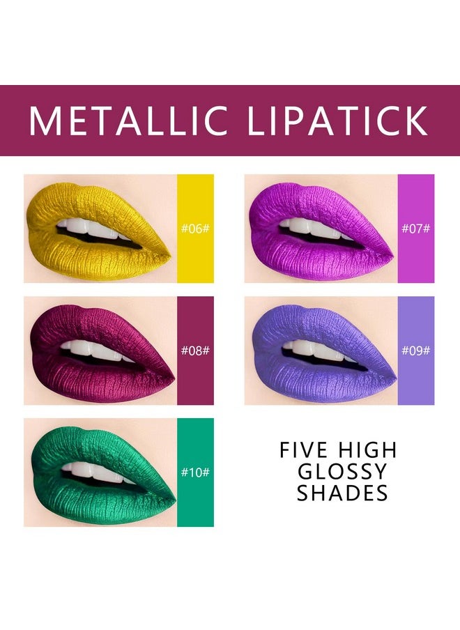 KYDA 10 Colors Lipstick, Matte Velvet&Glitter Metallic Colors, For Glossy Radiant&Full Matte Lip Gloss, Non-Stick Cup Long Wear Lip Glaze, High Pigmented Lipstick Cosmetic-Set B  - Image 2