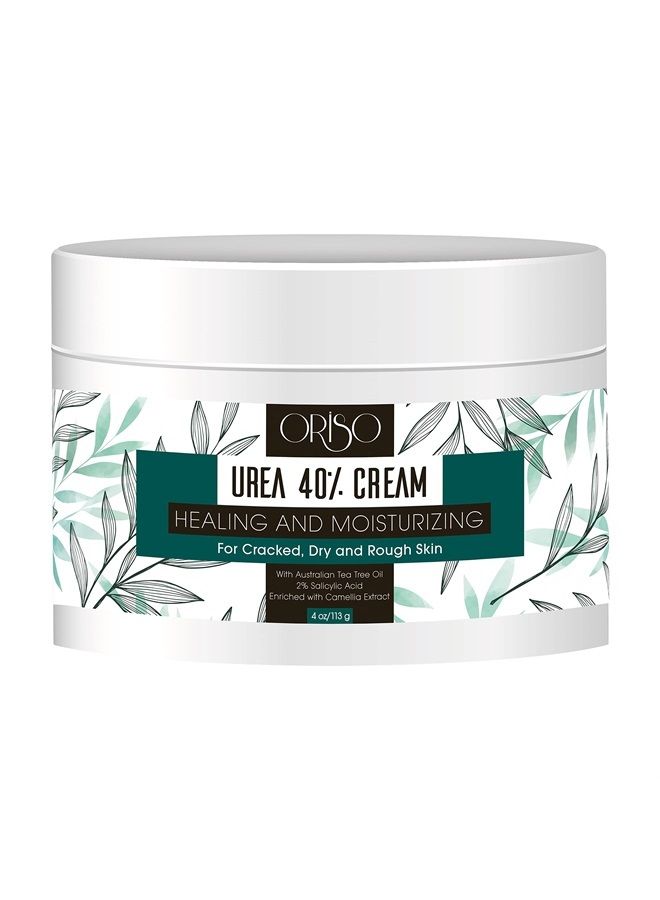 ORISO Urea Cream 40 Percent - Intensive Hydration for Dry and Cracked Heels, Feet, Hands, Elbows and Knees - Callus Remover for Women with Salicylic Acid - Helps Athletes Foot - Foot Odor - 4 oz  - Image 1