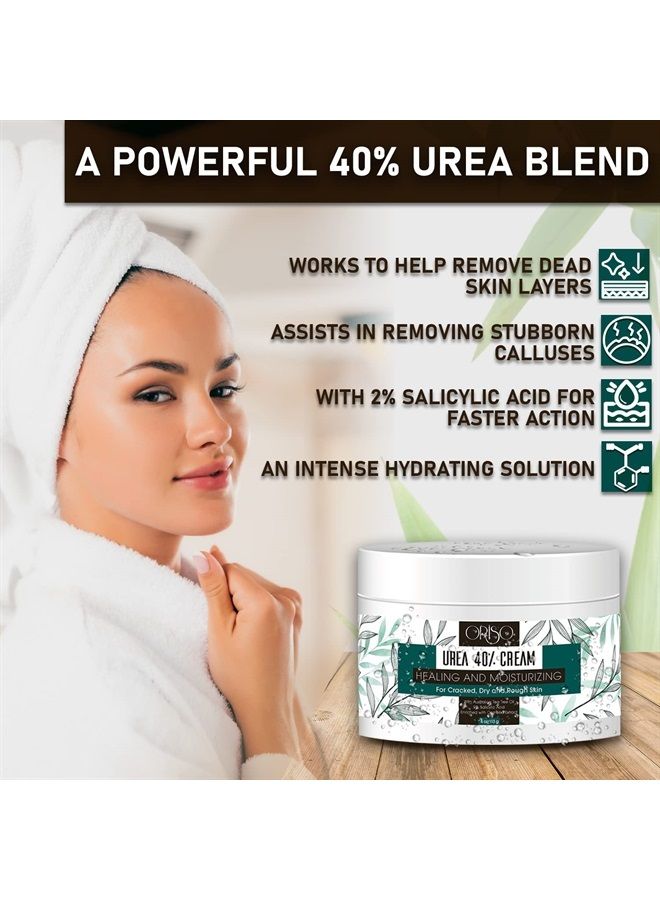 ORISO Urea Cream 40 Percent - Intensive Hydration for Dry and Cracked Heels, Feet, Hands, Elbows and Knees - Callus Remover for Women with Salicylic Acid - Helps Athletes Foot - Foot Odor - 4 oz  - Image 2