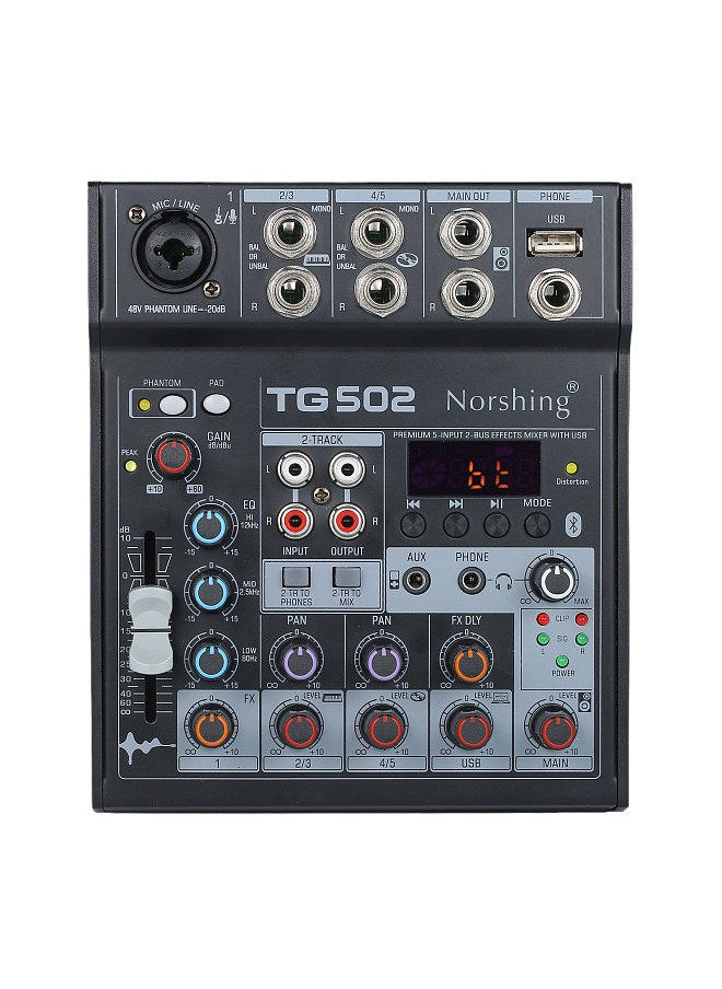 Generic - Norshing Tg 502 Professional Audio Mixer 4 Channel Stereo Sound Board Console System Usb Bt Mp3 Computer Input 48V Phantom Power Fx Effect Digital Audio Signal Processor - Image 1