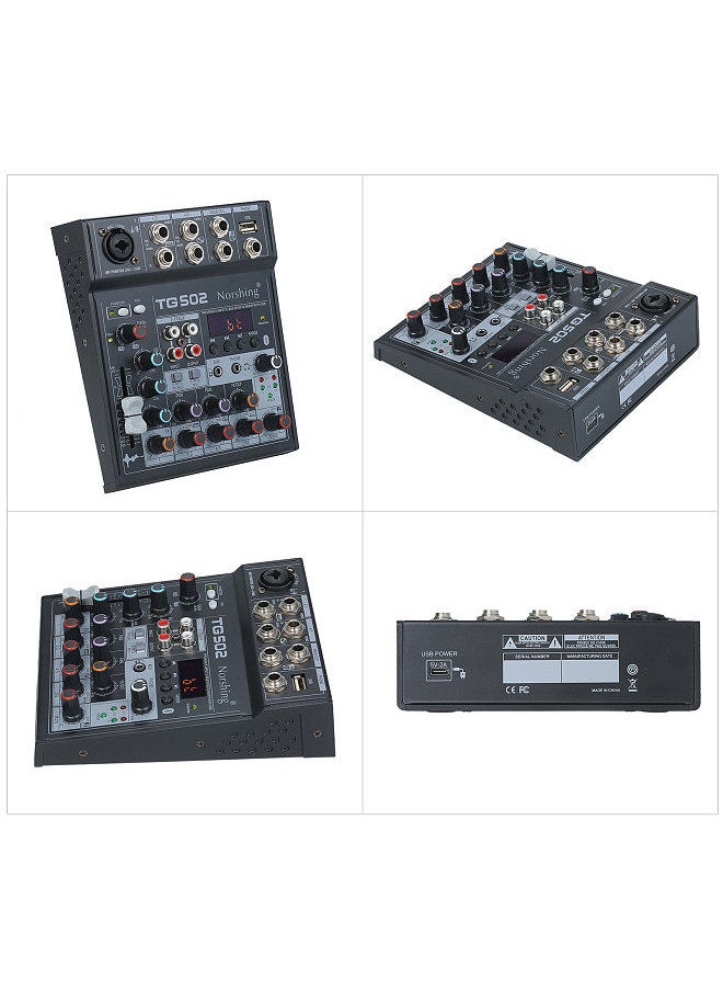 Generic - Norshing Tg 502 Professional Audio Mixer 4 Channel Stereo Sound Board Console System Usb Bt Mp3 Computer Input 48V Phantom Power Fx Effect Digital Audio Signal Processor - Image 1