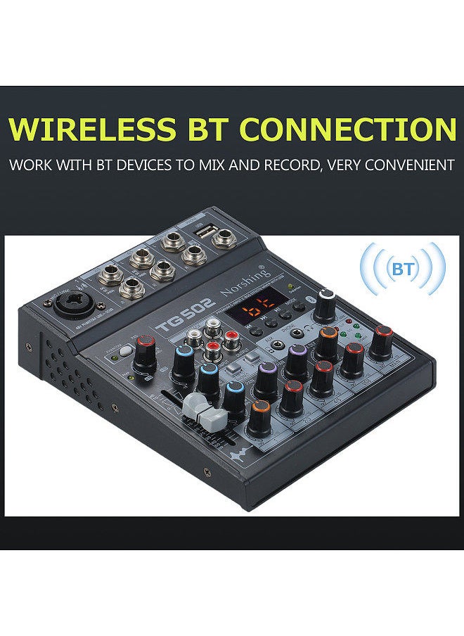 Generic - Norshing Tg 502 Professional Audio Mixer 4 Channel Stereo Sound Board Console System Usb Bt Mp3 Computer Input 48V Phantom Power Fx Effect Digital Audio Signal Processor - Image 1