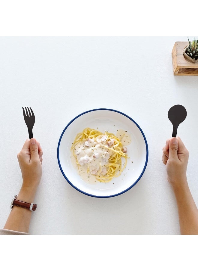 AL FAKHAMA 50 Pack Heavy Weight Black Plastic Cutlery Set with Napkin Individually Wrapped - (50 Pieces) Disposable Utensils - Plasticware Forks, Spoons, Knives - Great for Parties or Picnic - Image 5