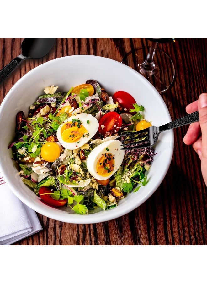 AL FAKHAMA 50 Pack Heavy Weight Black Plastic Cutlery Set with Napkin Individually Wrapped - (50 Pieces) Disposable Utensils - Plasticware Forks, Spoons, Knives - Great for Parties or Picnic - Image 4