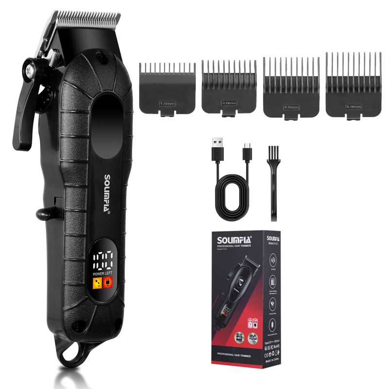 Solimpia HT-671 سلسلة صالون مقص شعر احترافي بشاشة رقمية مقص شعر كهربائي مجموعة أدوات قص الشعر اللاسلكية، بطارية ليثيوم أيون 1200mAh 180 دقيقة من وقت التشغيل، أسود A - Image 1