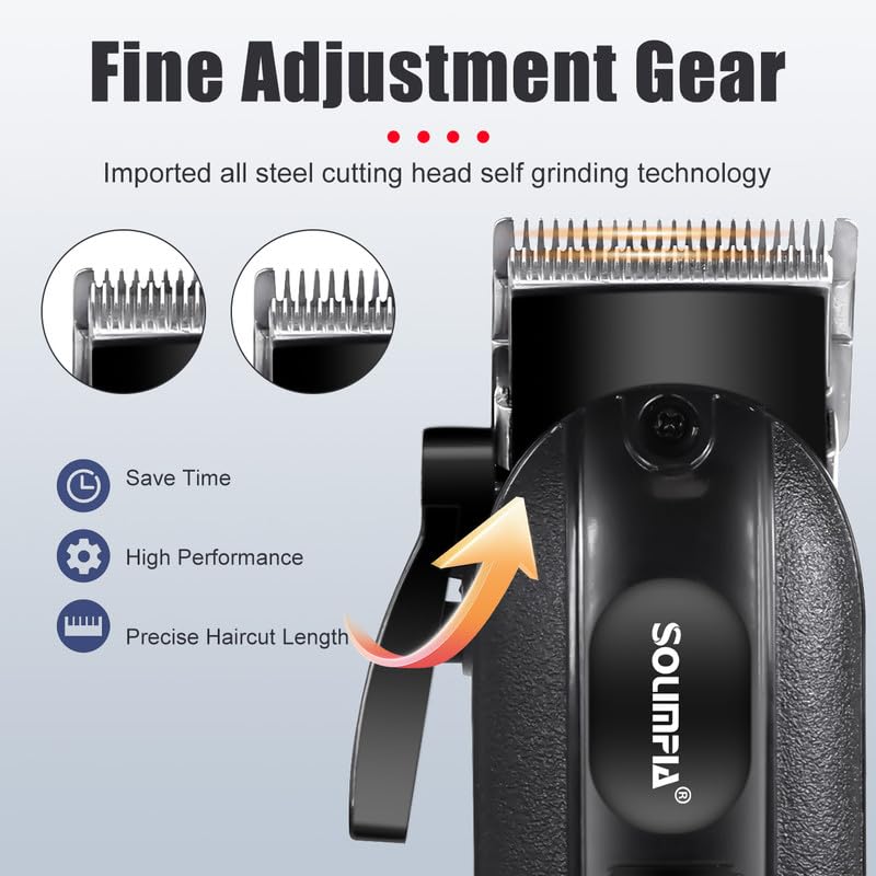 Solimpia HT-671 سلسلة صالون مقص شعر احترافي بشاشة رقمية مقص شعر كهربائي مجموعة أدوات قص الشعر اللاسلكية، بطارية ليثيوم أيون 1200mAh 180 دقيقة من وقت التشغيل، أسود A - Image 2