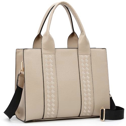 ToLFE Tote Bags for Women Top Handle Satchel Purses and Handbags PU Leather Shoulder Hobo Bags (Khaki) - Image 3