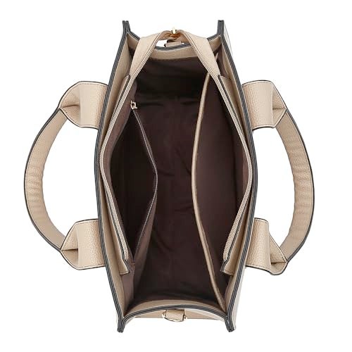 ToLFE Tote Bags for Women Top Handle Satchel Purses and Handbags PU Leather Shoulder Hobo Bags (Khaki) - Image 5
