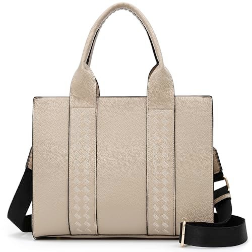 ToLFE Tote Bags for Women Top Handle Satchel Purses and Handbags PU Leather Shoulder Hobo Bags (Khaki) - Image 1