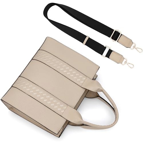 ToLFE Tote Bags for Women Top Handle Satchel Purses and Handbags PU Leather Shoulder Hobo Bags (Khaki) - Image 4