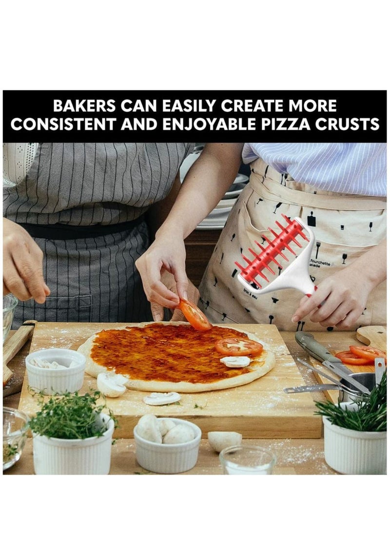 Generic - Pizza Dough Roller and Docker Set, Pizza Docking Tool for Home & Commercial Kitchen - Pizza Making Accessories That Prevent Dough from Blistering, Time-saver Pizza Dough Docker, Red - Image 1
