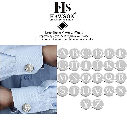 HAWSON Silver Button Cover Cufflinks for Men Initials Letter Perfect for Formal Business Shirt - Alphabet K - Image 2