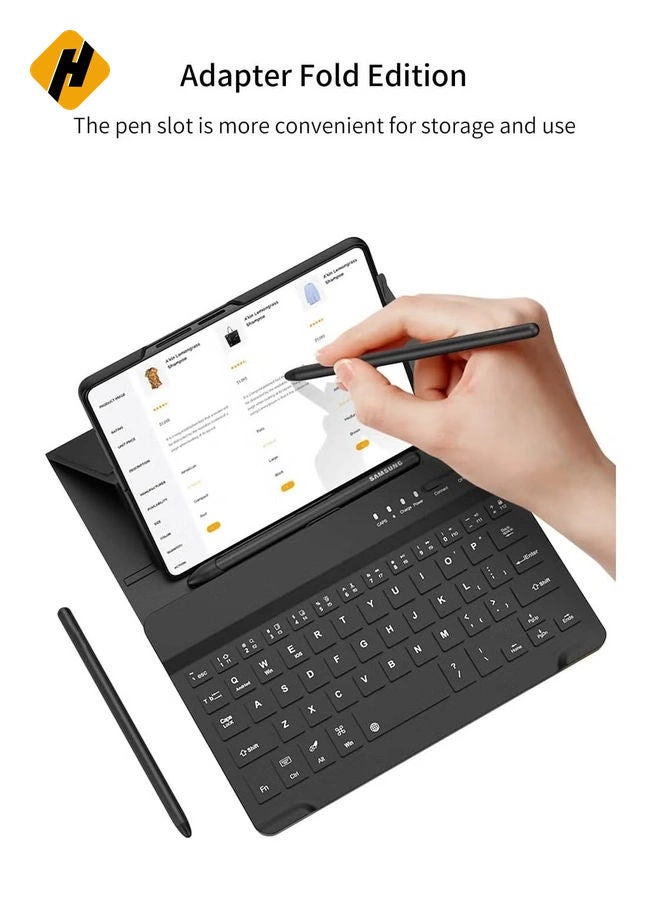 HuHa Samsung Galaxy Z Fold 4 Case,Screen Protector Keyboard Leather Case Stylus+Pen Slot Phone Office Kit,Folding Phone Cover for Samsung Galaxy Z Fold 4 5G- - Image 4