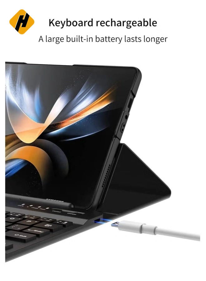 HuHa Samsung Galaxy Z Fold 4 Case,Screen Protector Keyboard Leather Case Stylus+Pen Slot Phone Office Kit,Folding Phone Cover for Samsung Galaxy Z Fold 4 5G- - Image 3