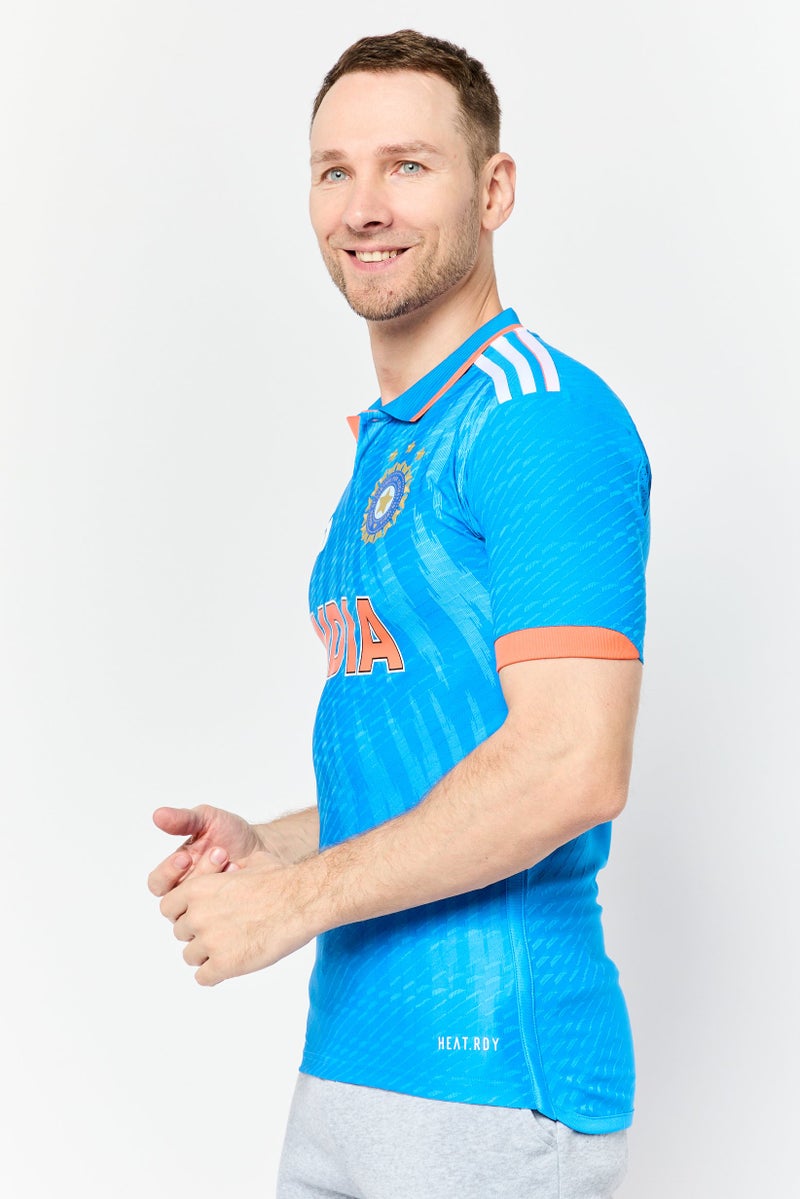 Adidas Men Sportswear Fit Short Sleeve India Cricket Jersey, Blue - Image 3