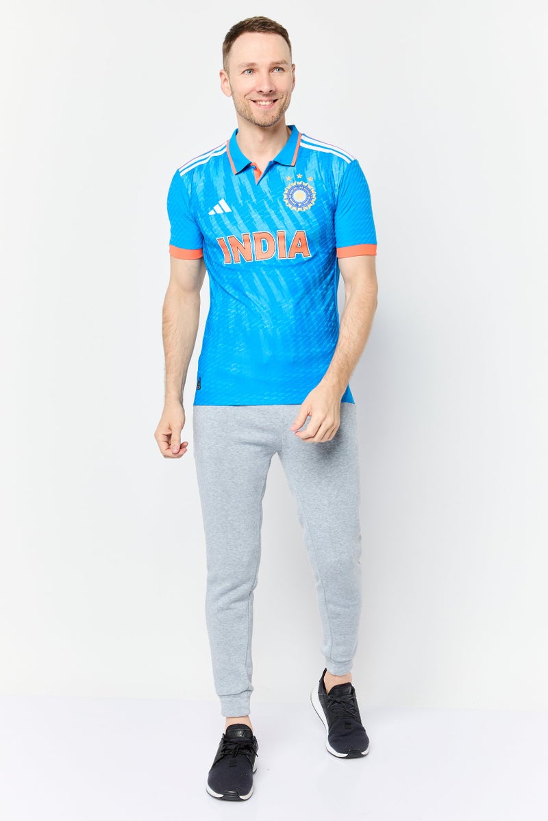 Adidas Men Sportswear Fit Short Sleeve India Cricket Jersey, Blue - Image 2