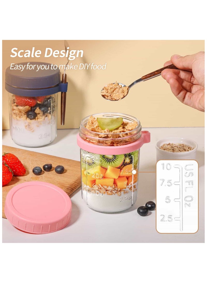 Anmi 6 Pcs Food Containers, Glass Jars with Lids and Spoons for Milk, Cereal, Fruit - Image 2