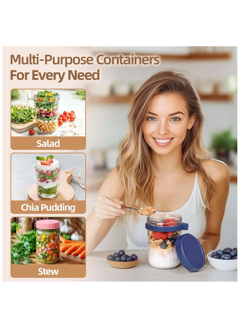 Anmi 6 Pcs Food Containers, Glass Jars with Lids and Spoons for Milk, Cereal, Fruit - Image 3