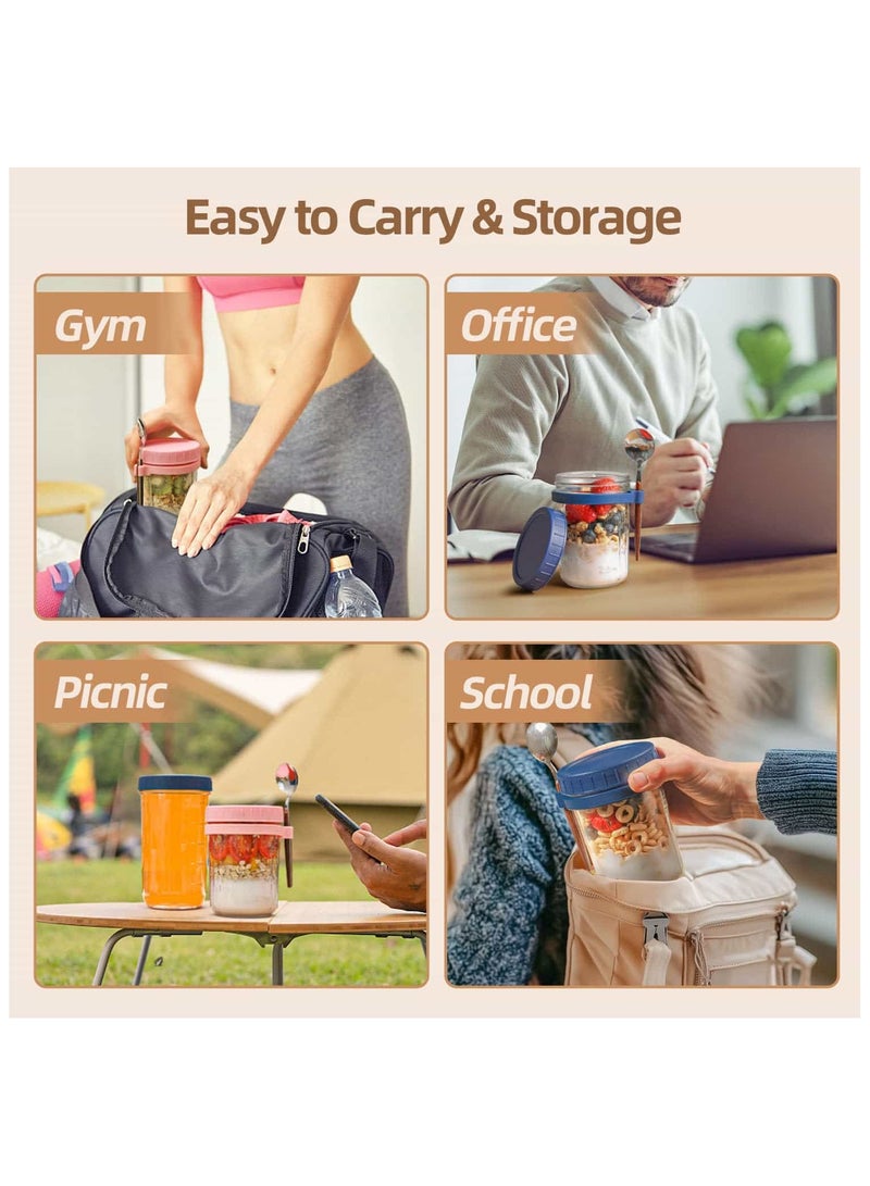 Anmi 6 Pcs Food Containers, Glass Jars with Lids and Spoons for Milk, Cereal, Fruit - Image 4