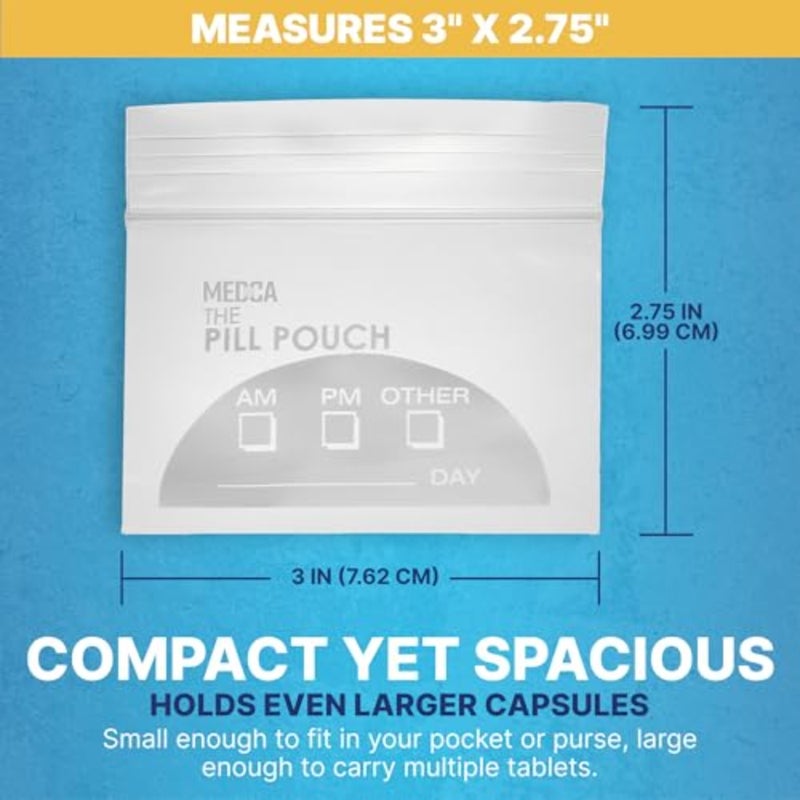 أكياس أكياس حبوب منع الحمل - عبوة مكونة من 400 كيس مقاس 3 × 2.75 بوصة - خالية من مادة BPA، أكياس حبوب بسحاب للاستعمال مرة واحدة، أكياس تخزين لتنظيم أدوية السفر يوميًا صباحًا ومساءً، أفضل واضحة وقابلة لإعادة الاستخدام مع ملصقات مكتوبة - Image 5