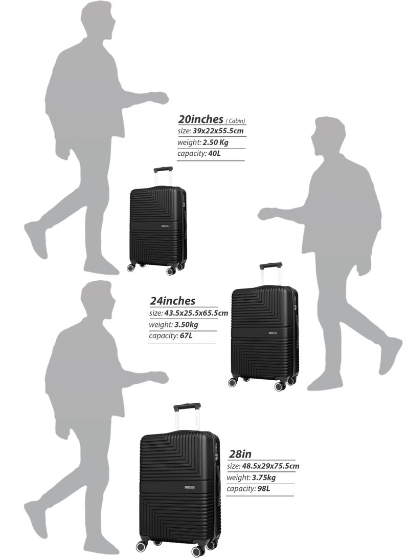 PARAJOHN Strato Lightweight ABS Hard Side 8 Spinner Wheels Luggage checked-in Trolley Bag with Lock 28 inch - Black - Image 4
