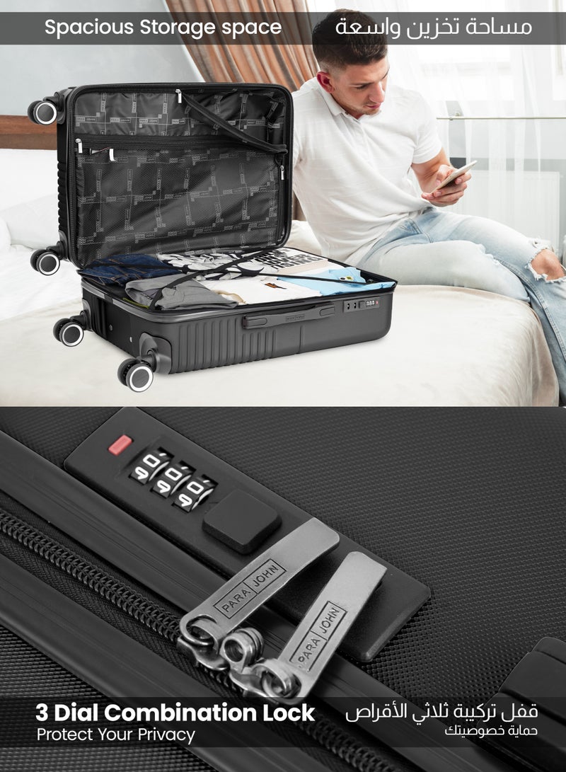 PARAJOHN Strato Lightweight ABS Hard Side 8 Spinner Wheels Luggage checked-in Trolley Bag with Lock 28 inch - Black - Image 3