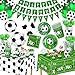 Bolake 172 Pcs Soccer Party Plates Tableware Set Serves 24 Soccer Party Decorations Supplies Includes Plates Napkins Banner Cups Tablecloth for Soccer Birthday Party Decorations - Image 3