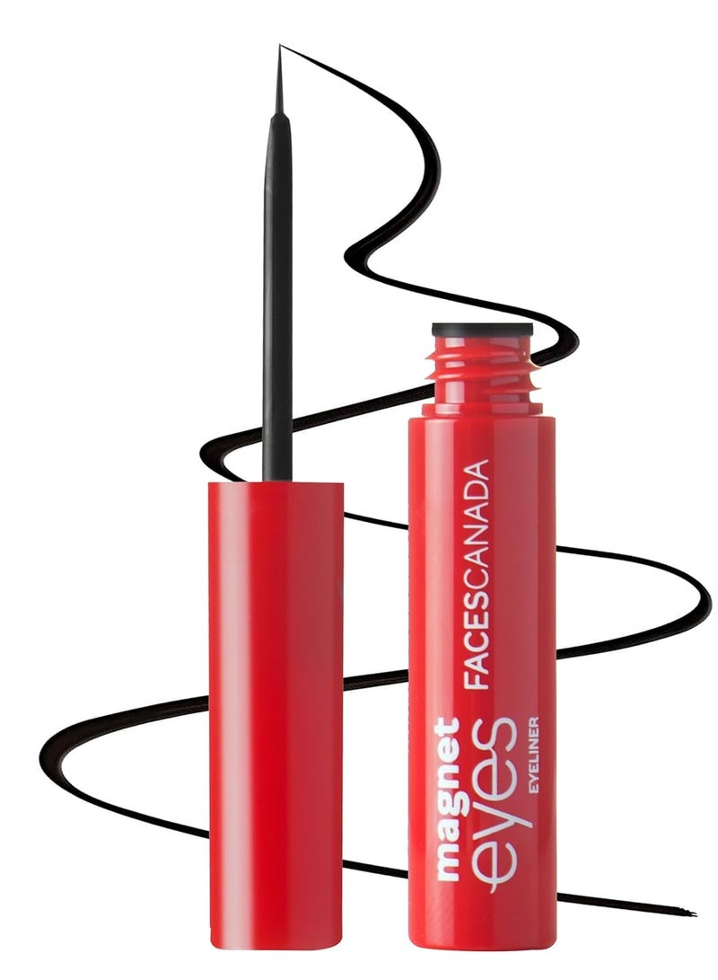 FACES CANADA Magneteyes Eyeliner - Black, 3.5ml Intense Matte Finish Quick Drying 24HR Long Lasting Fine Tip For Precise Smooth Application Almond Oil Enriched Waterproof Smudge Proof - Image 1