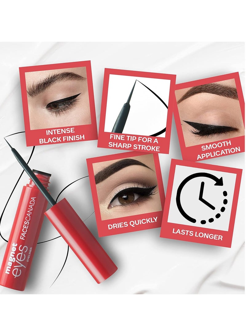 FACES CANADA Magneteyes Eyeliner - Black, 3.5ml Intense Matte Finish Quick Drying 24HR Long Lasting Fine Tip For Precise Smooth Application Almond Oil Enriched Waterproof Smudge Proof - Image 4
