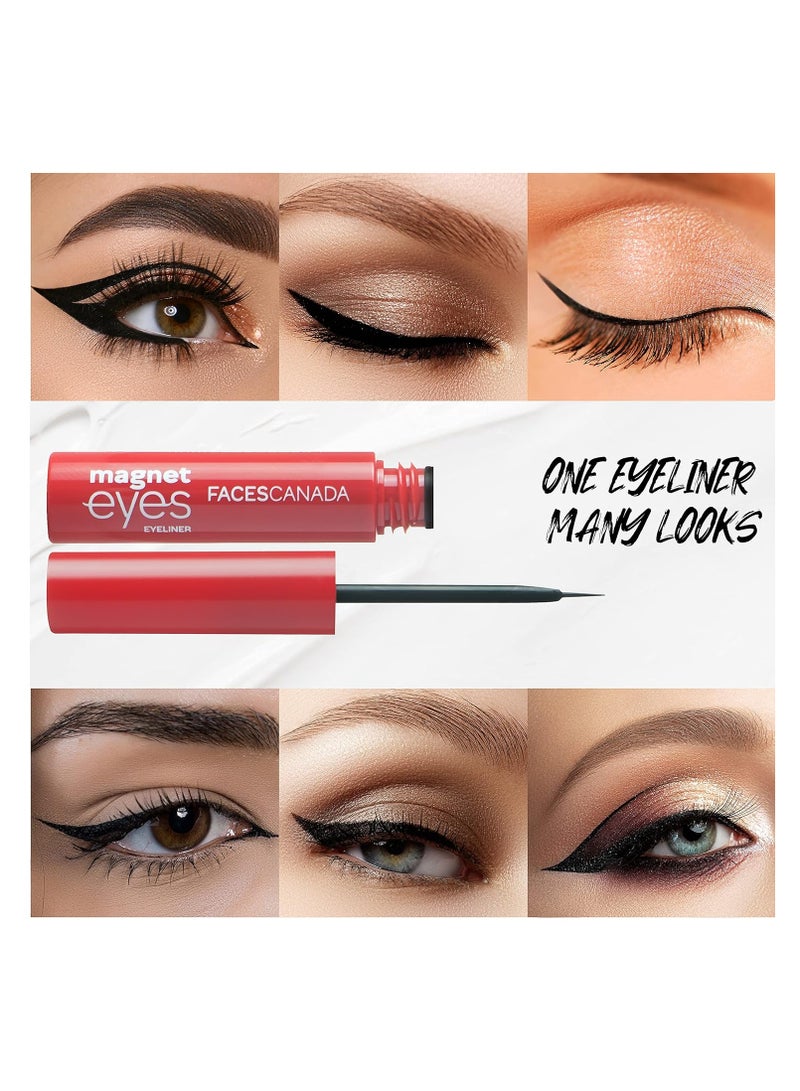 FACES CANADA Magneteyes Eyeliner - Black, 3.5ml Intense Matte Finish Quick Drying 24HR Long Lasting Fine Tip For Precise Smooth Application Almond Oil Enriched Waterproof Smudge Proof - Image 3