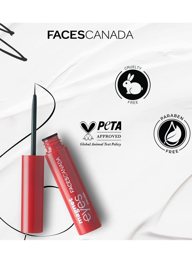 FACES CANADA Magneteyes Eyeliner - Black, 3.5ml Intense Matte Finish Quick Drying 24HR Long Lasting Fine Tip For Precise Smooth Application Almond Oil Enriched Waterproof Smudge Proof - Image 2