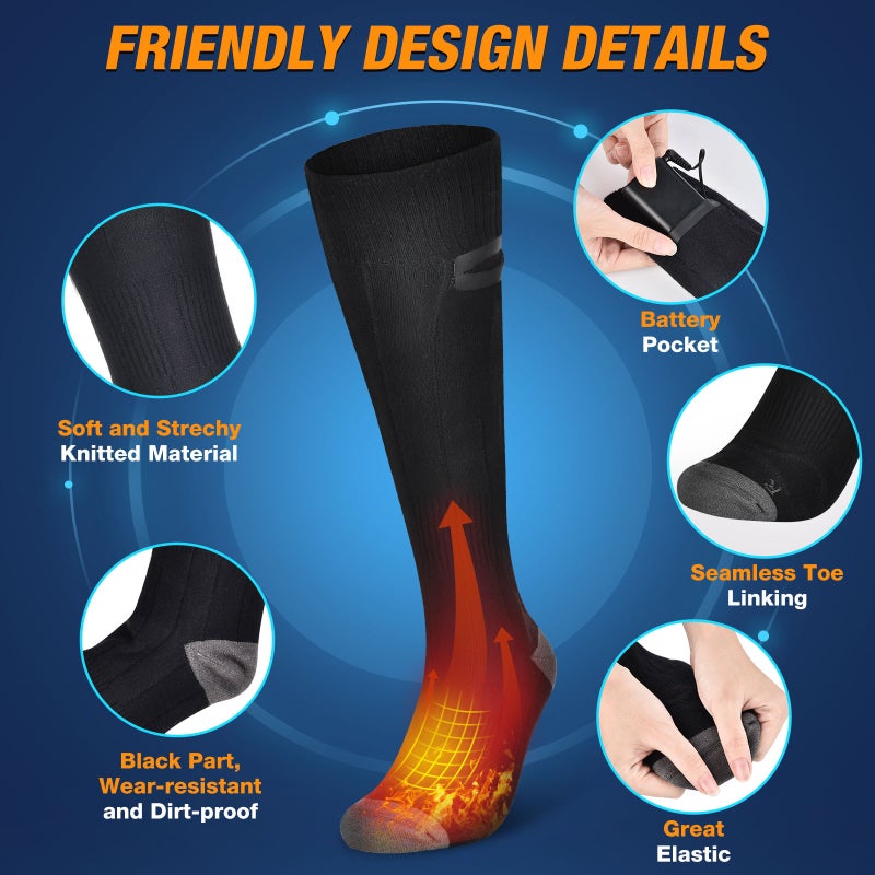 Selling Elastic Heating Socks, Adjustable Rechargeable Warm Thickened Socks, Electric Heating Foot Protection Long Tube Heating Health Care - Image 4