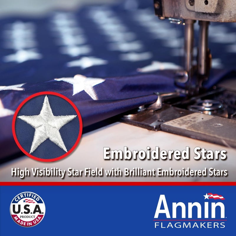 Annin Flagmakers American Flag Nylon SolarGuard Nyl-Glo - 4' x 6' Durable U.S. Flag with Sewn Stripes and Embroidered Stars - Image 3