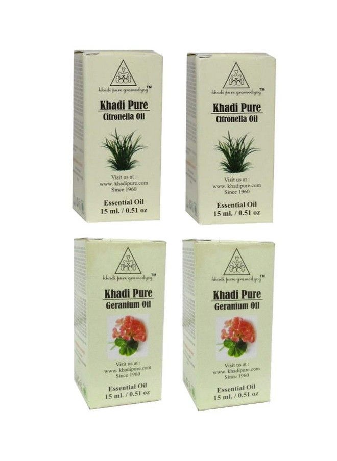 Khadi Pure - Citronella & Geranium Essential Oil 15 Ml (Pack Of 4) - Image 1