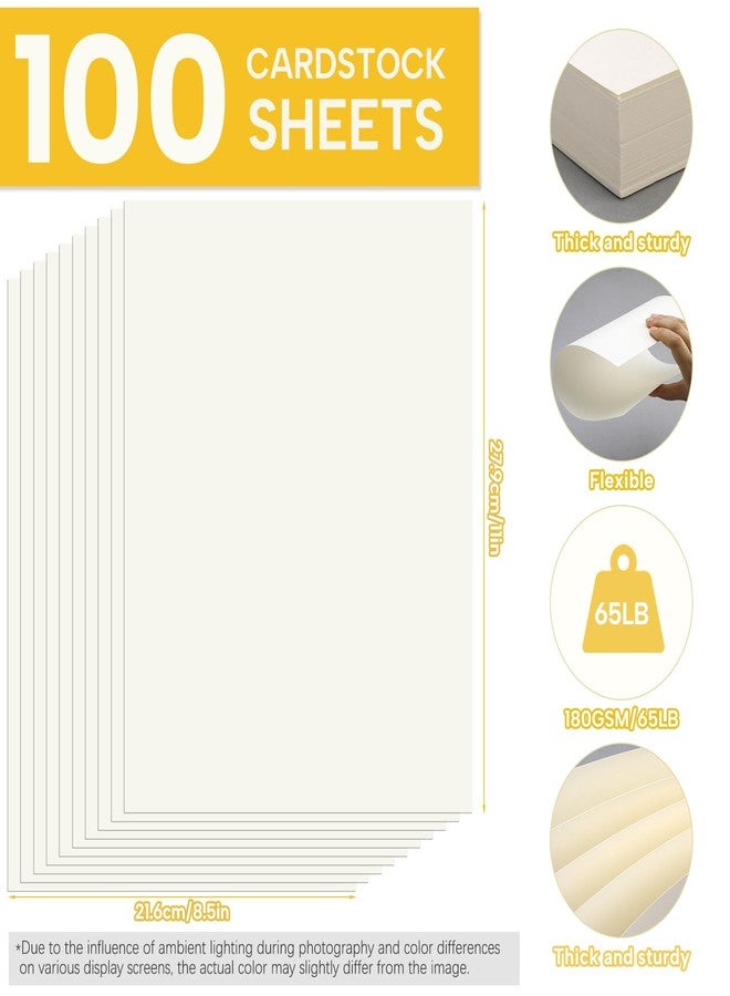 Bupete 100 Sheets Cream Cardstock 8.5" X 11", 65 lb Off White Card Stock - Image 2