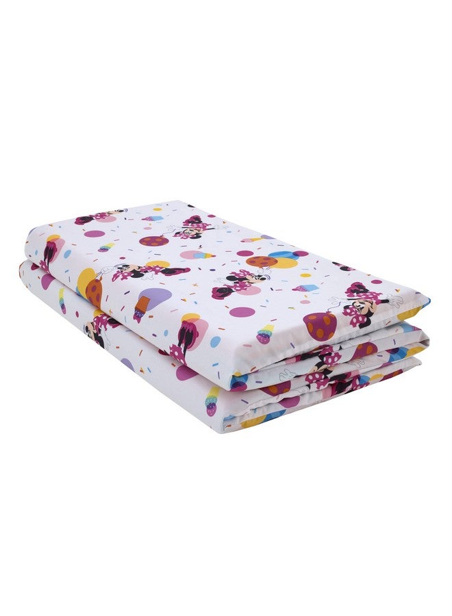 NoJo NoJo Disney Minnie Mouse Let's Party Pink, Lavender, and White Balloons, Cupcakes, and Confetti Preschool Nap Pad Sheet  - Image 1