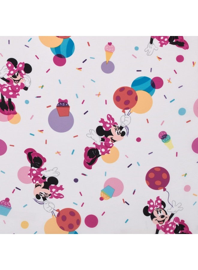 NoJo NoJo Disney Minnie Mouse Let's Party Pink, Lavender, and White Balloons, Cupcakes, and Confetti Preschool Nap Pad Sheet  - Image 2