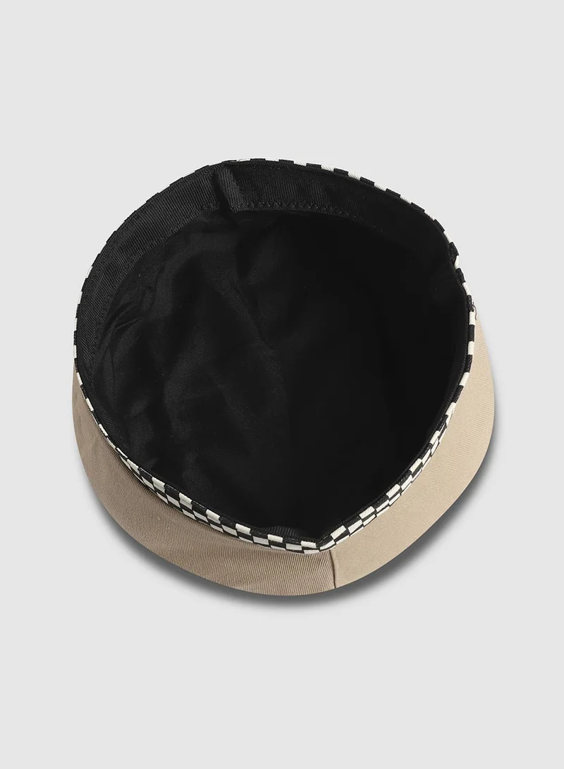 Haute Sauce  Checkered Lined Beret Hat - Beige for Women | Best Price UAE