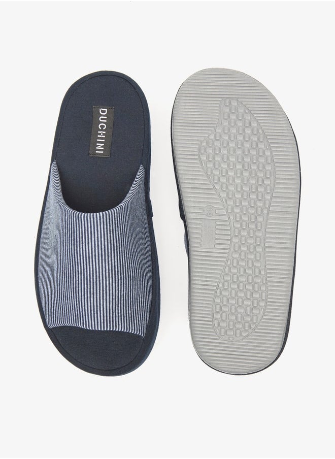 DUCHINI - Duchini Men's Striped Bedroom Slides - Image 1