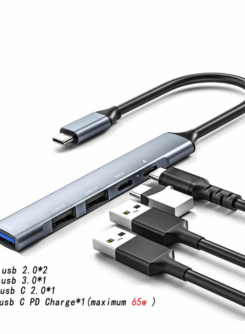 SYOSI USB C Hub 5-in-1 Adapter Type-C with 65W PD Charging Port KASTWAVE 3.0 Ports*1 2.0*2 Data*1 Flash Drive Reader for MacBook/Pro/Air/iPad Pro and more Type Laptops  - Image 2