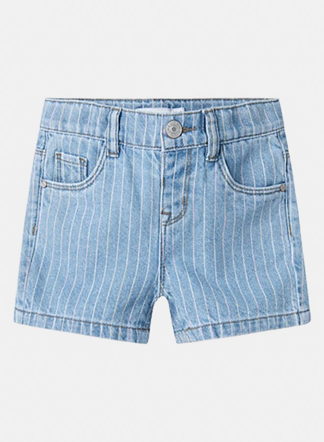 NAME IT Name It Mini Girls Macie Stripe Denim Shorts 4008-Nm  - Image 1