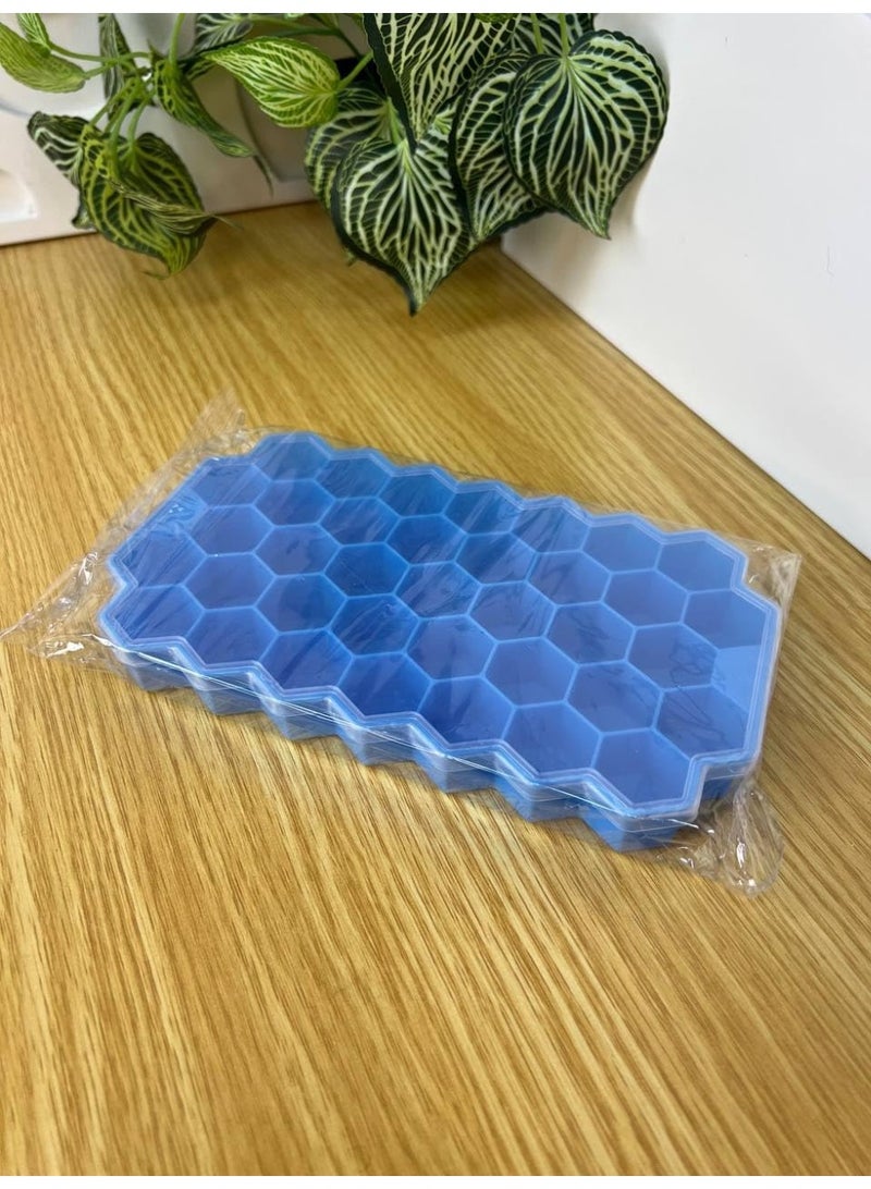 عبوة من 3 قوالب ثلج سيليكون ممتازة، صينية ثلج سيليكون مجوفة للمجمد، صينية مكعبات ثلج مع غطاء (متعدد الألوان) - Image 5
