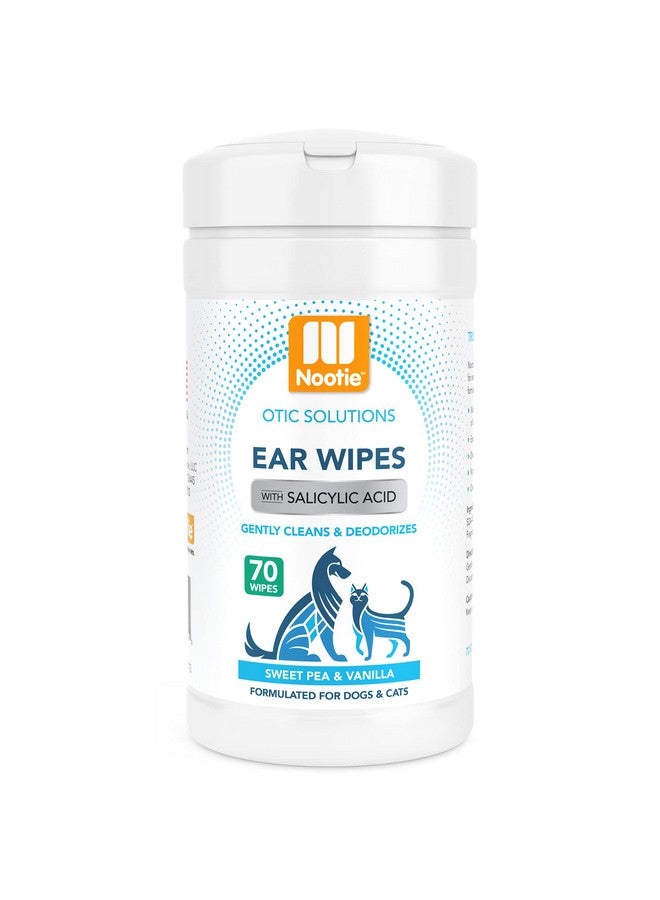 nootie Nootie Ear Wipes for Dogs & Cats with Salicylic Acid - Made in U.S.A. Sweet Pea & Vanilla Scent - 70 Wipes Large Size - Image 1
