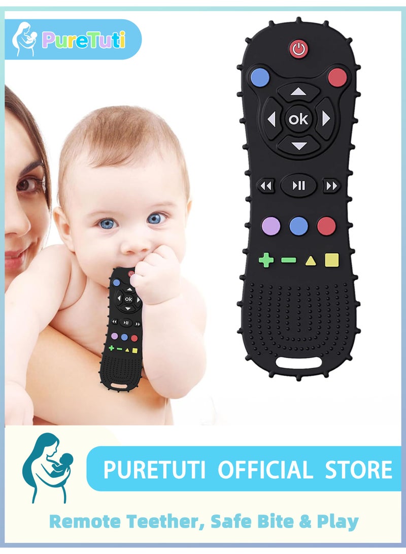 PureTuti Silicone Baby Teether Toy, TV Remote Control Shape Teething Relief Toy for Infants, Soft Sensory Chew Teether for Babies and Toddlers,Newborn must haves - Image 1