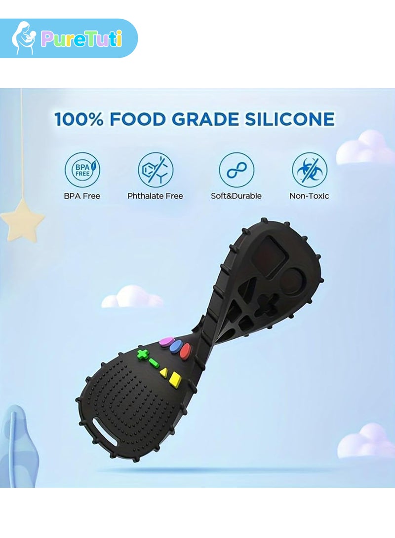 PureTuti Silicone Baby Teether Toy, TV Remote Control Shape Teething Relief Toy for Infants, Soft Sensory Chew Teether for Babies and Toddlers,Newborn must haves - Image 3
