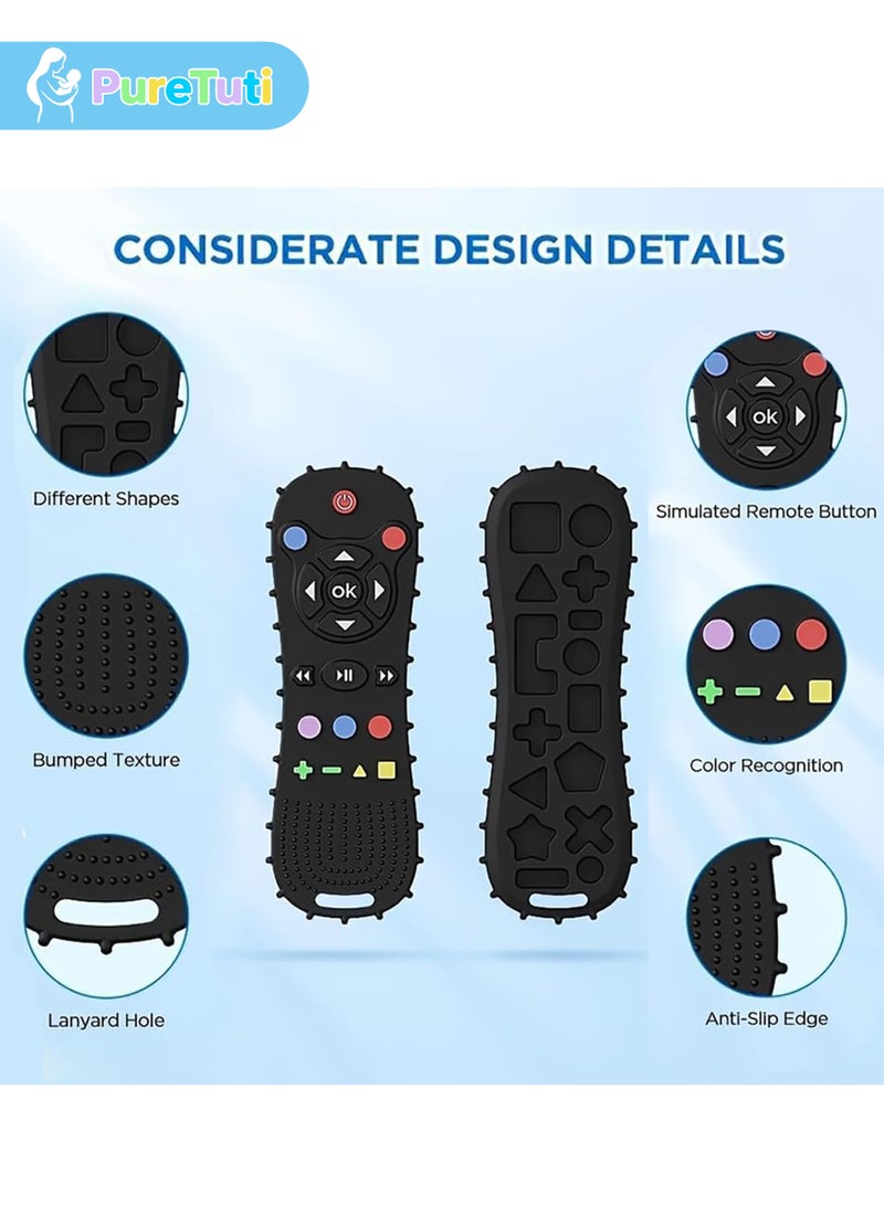 PureTuti Silicone Baby Teether Toy, TV Remote Control Shape Teething Relief Toy for Infants, Soft Sensory Chew Teether for Babies and Toddlers,Newborn must haves - Image 2
