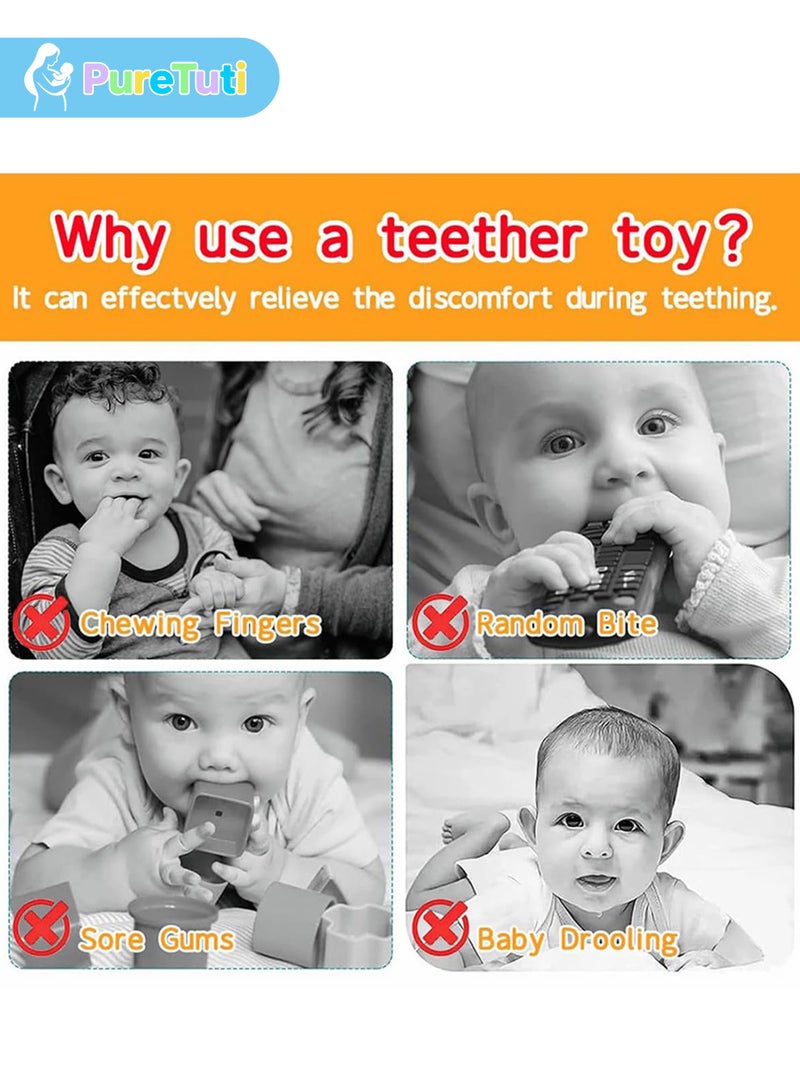 PureTuti Silicone Baby Teether Toy, TV Remote Control Shape Teething Relief Toy for Infants, Soft Sensory Chew Teether for Babies and Toddlers,Newborn must haves - Image 4