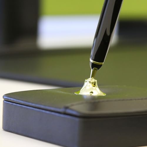 Dacasso Black Leather Single Pen Stand with Gold Accents - Image 3