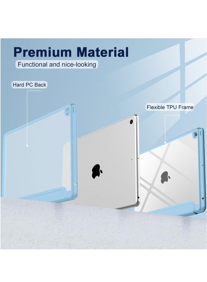 الطين ايزو غطاء لجهاز iPad الجيل التاسع/الثامن/السابع مقاس 10.2 بوصة – غلاف رفيع باللون الأزرق السماوي مع حامل قلم، ميزة الاستيقاظ/النوم التلقائي، وظهر شفاف مقاوم للصدمات – متوافق مع موديلات iPad 2021/2020/2019 – غلاف خفيف الوزن للعمل والدراسة - Image 2